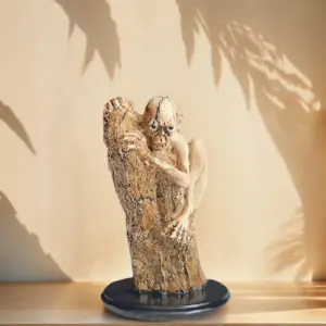 Natural Wooden-Texture Resin Sculpture for Home Decor