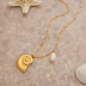Elegant Stainless Steel Gold Conch Necklace for Women 10 S572795fb859d4c20b40cdd9ae9a63156M