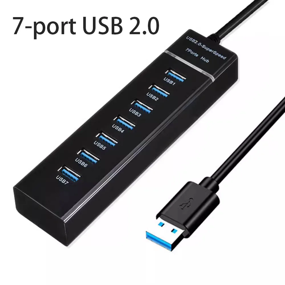 Black 7-Port USB 3.0 Hub with 30cm Cable 8 Black 7-Port USB 3.0 Hub with 30cm Cable - Image 8