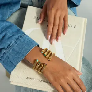 Stainless Steel Gold-Tone Cuff Bracelet for Women 12 S57688e9833184ce7b7330c7167b690d6O