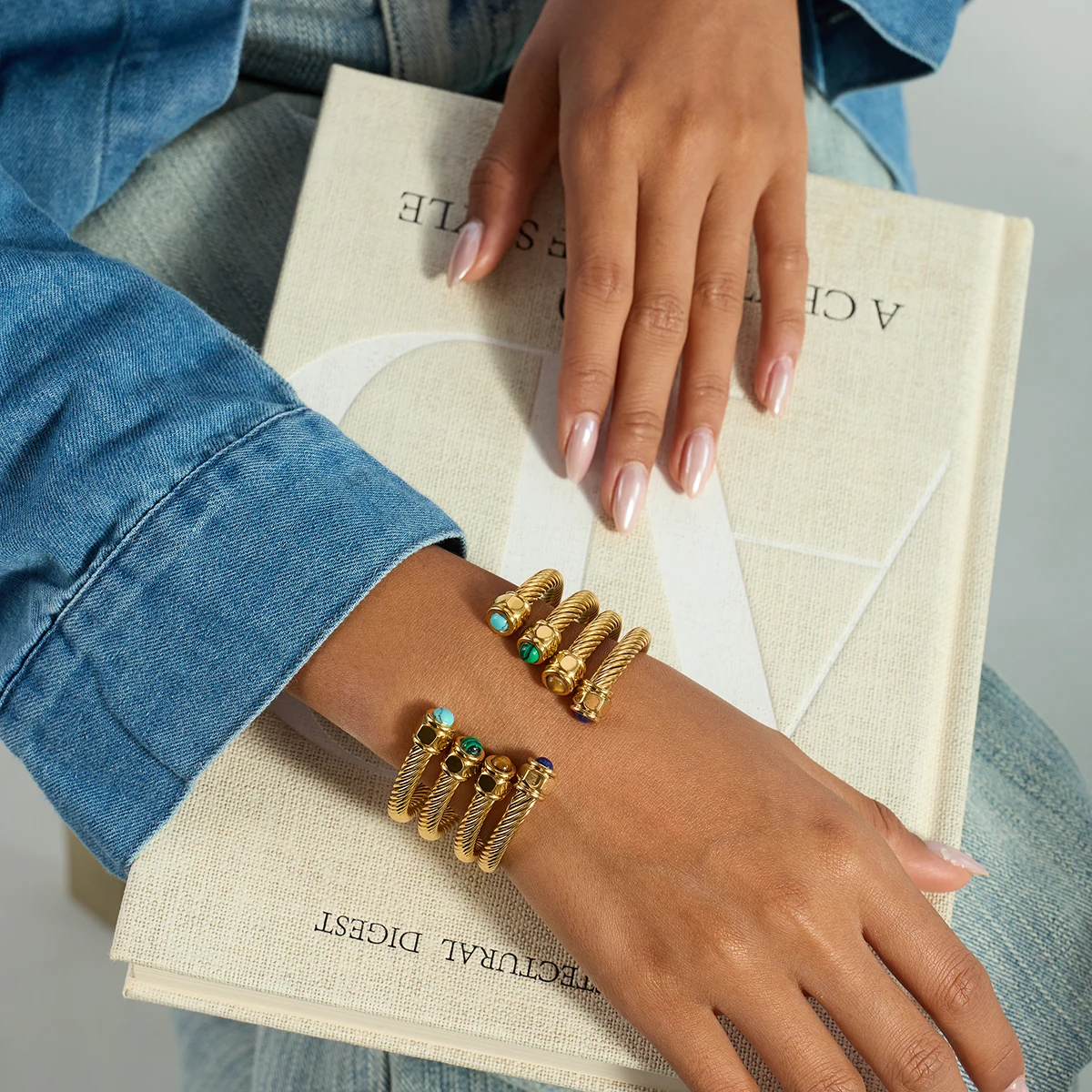 Stainless Steel Gold-Tone Cuff Bracelet for Women 3 Stainless Steel Gold-Tone Cuff Bracelet for Women - Image 3