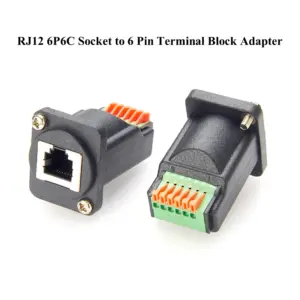 RJ12 6P6C Panel Mount Adapter for Telecom