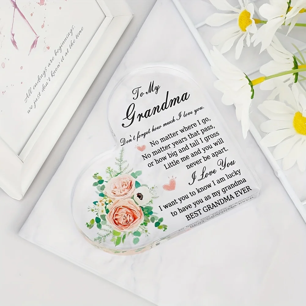 Heart-Shaped Acrylic Gift for Grandma 2 Heart-Shaped Acrylic Gift for Grandma - Image 2