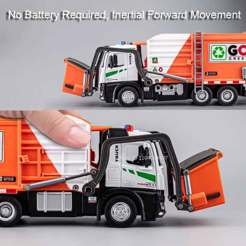 1:18 Scale Model Garbage Truck with Lights 3 1:18 Scale Model Garbage Truck with Lights - Image 3