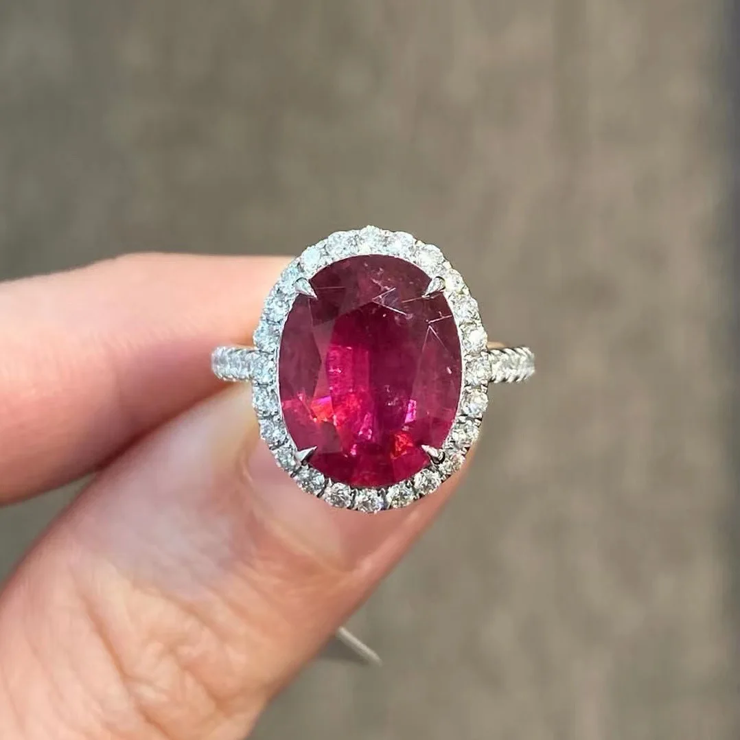 Silver Oval Pink-Red Gem Sterling Fashion Ring 5 Silver Oval Pink-Red Gem Sterling Fashion Ring - Image 5