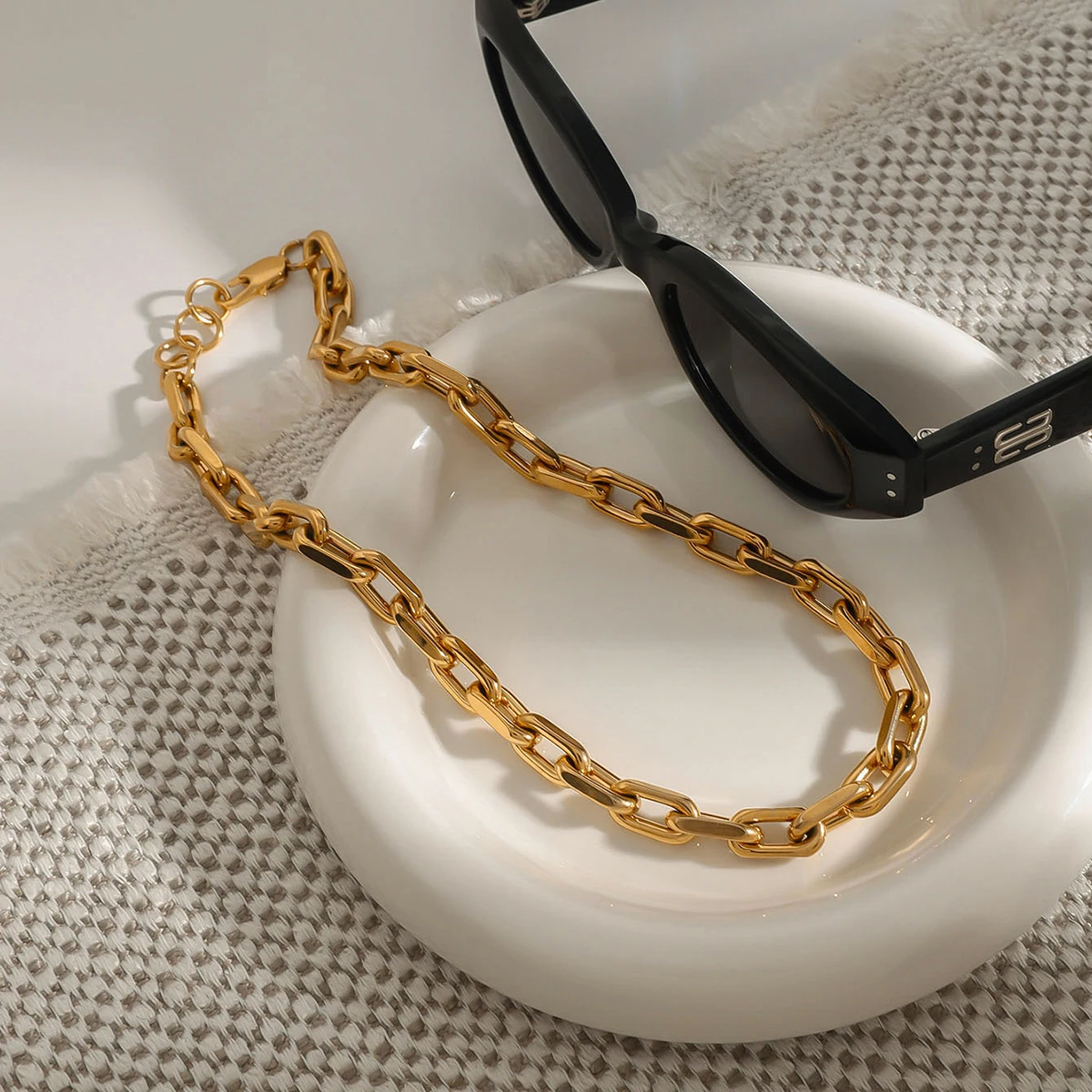 Stainless Steel Skeleton Necklace with Gold Finish 6 Stainless Steel Skeleton Necklace with Gold Finish - Image 6