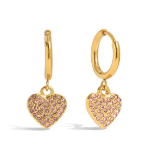 Stainless Steel Heart Zirconia Hoop Earrings 18 S57c8e33d73ff421aa5ede9d4613c349eJ