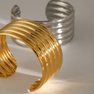 Gold Stainless Steel Cuff Bracelet for Women 8 S57ce6a1bbd92422e95a8409f7a48d293L 1