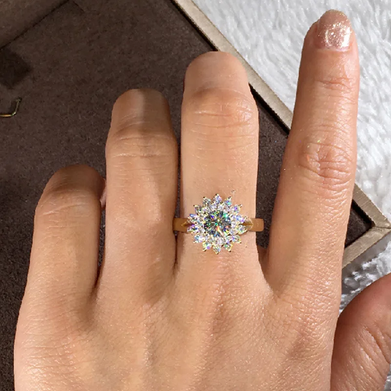 Sunflower Silver Ring with Cubic Zirconia 4 Sunflower Silver Ring with Cubic Zirconia - Image 4