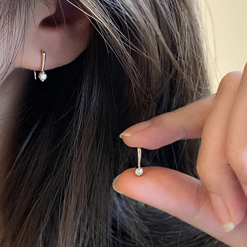 Rose Gold Cubic Zirconia Stud Earrings LL-YS1097 5 Rose Gold Cubic Zirconia Stud Earrings LL-YS1097 - Image 5