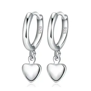 Heart-Shaped Silver Drop Earrings 13 S582b5814f9c34797946ce931ca06c24db