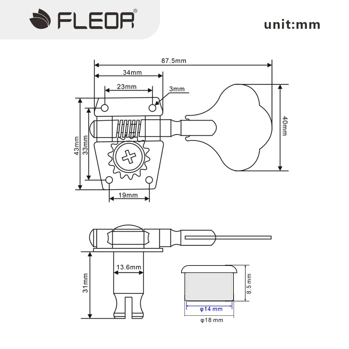 Bass Guitar Tuning Peg Set, 4-Pack Chrome/Black 6 Bass Guitar Tuning Peg Set, 4-Pack Chrome/Black - Image 6