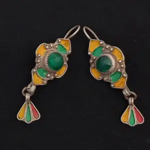 Vintage Silver & Enamel Drop Earrings 5 S5859b6346df24f06aa2e0bc875edc749n