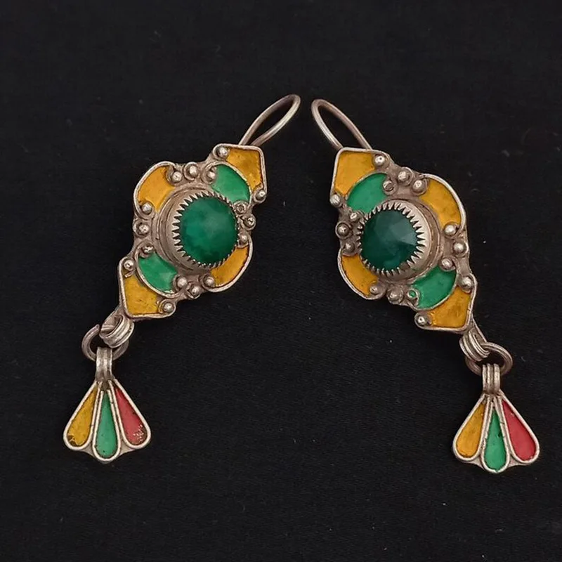 Vintage Silver & Enamel Drop Earrings 3 Vintage Silver & Enamel Drop Earrings - Image 3