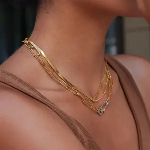 Stainless Steel Gold Layered Chain Necklace 8 S5868111c28774e5c9ffed690c5e13b53D