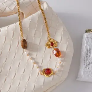 Vintage Stainless Steel Necklace with Floral Pendant 11 S5883b08d676e45769dfabdea287e58ddq