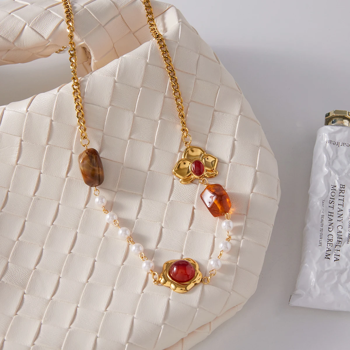 Vintage Stainless Steel Necklace with Floral Pendant 5 Vintage Stainless Steel Necklace with Floral Pendant - Image 5