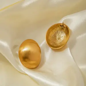 Gold Stainless Steel Oval Earrings 9 S58886c2a38f64d22a0cbb25380b3ad87m