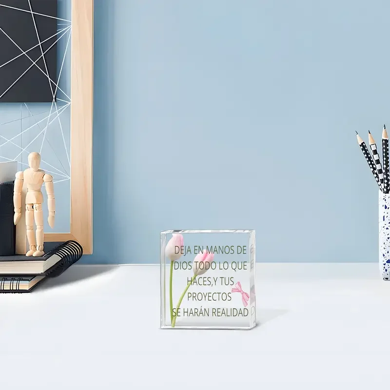 Pink Tulips Acrylic Decor with Bible Verse 3 Pink Tulips Acrylic Decor with Bible Verse - Image 3