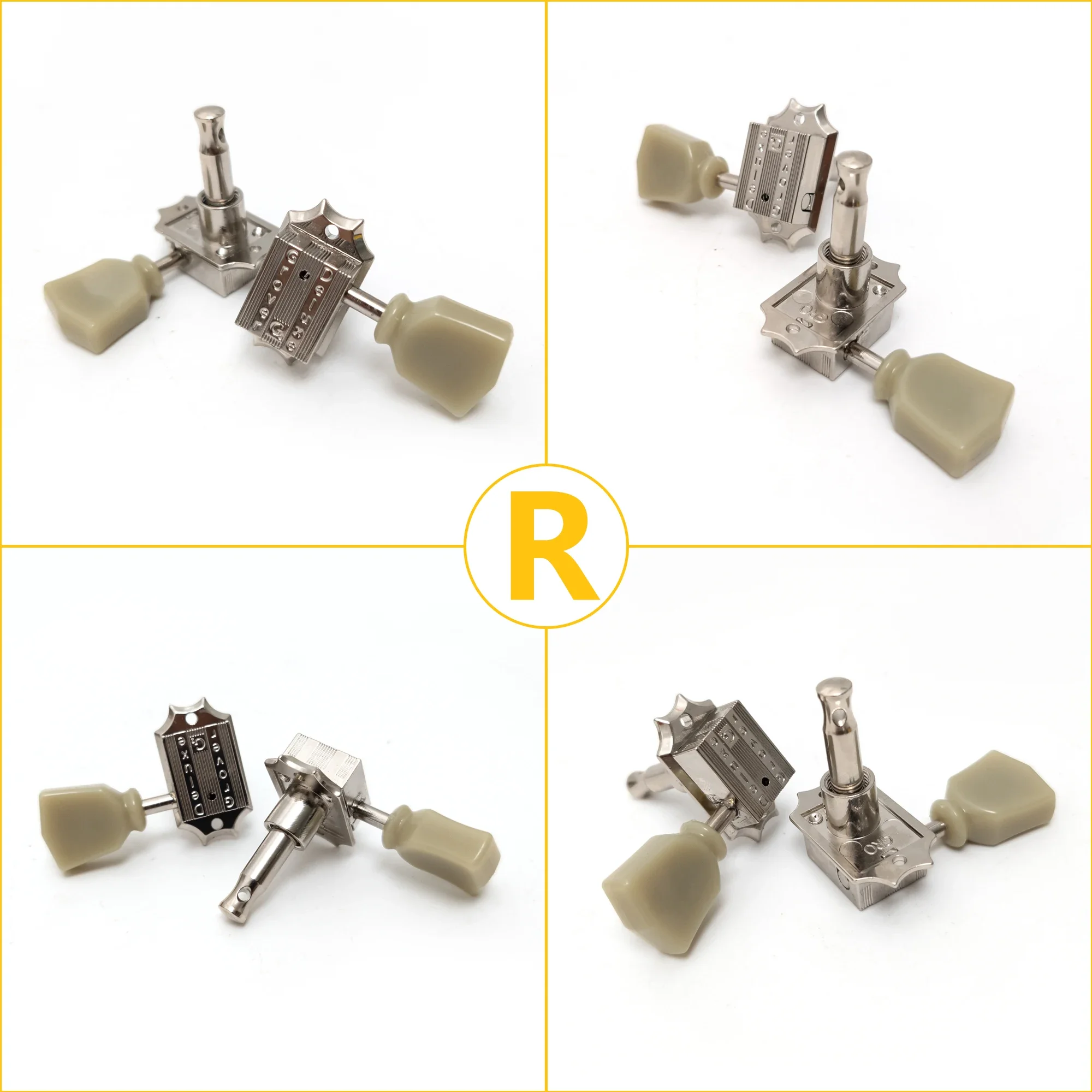 Vintage Chrome Guitar Tuner Set with Ivory Heads 5 Vintage Chrome Guitar Tuner Set with Ivory Heads - Image 5