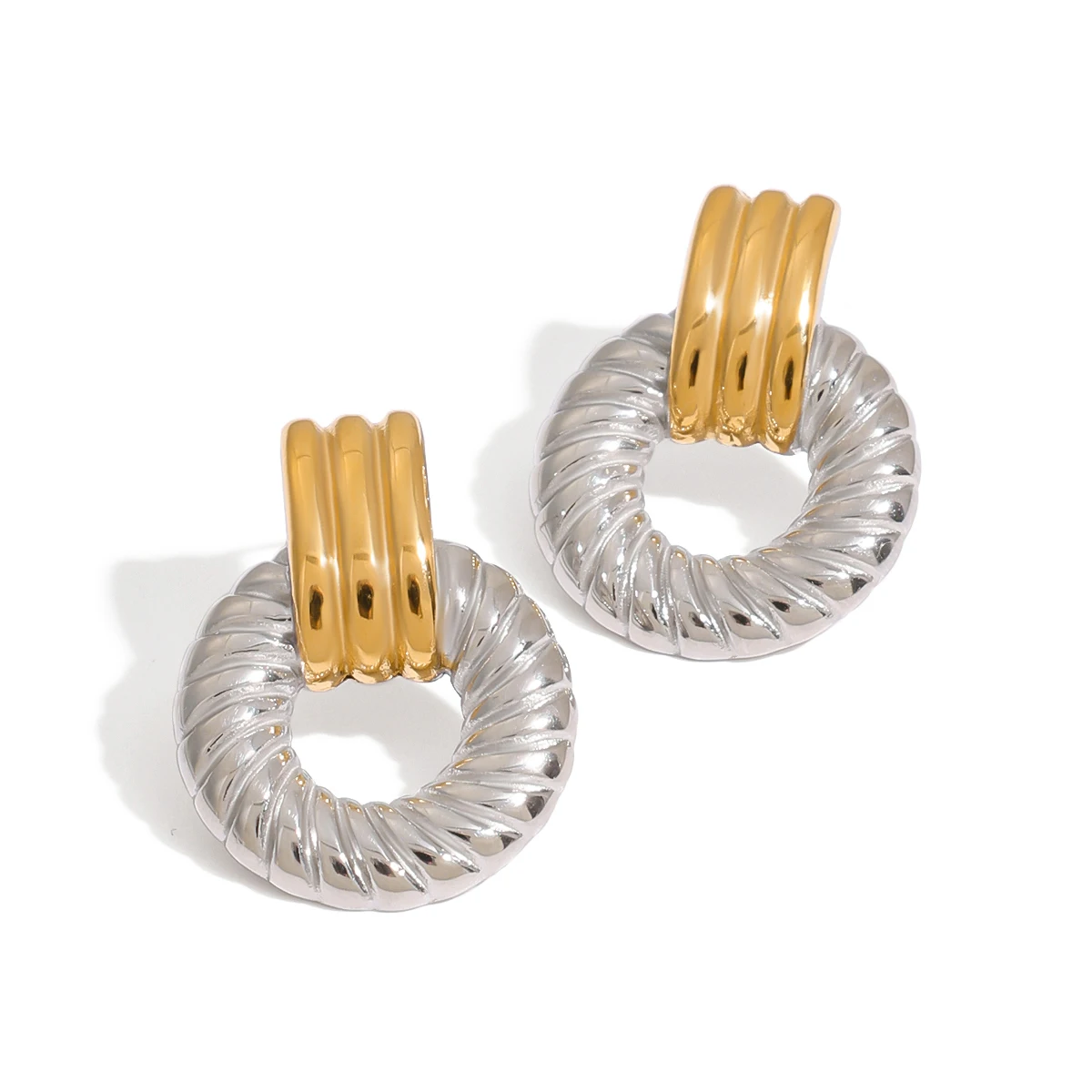 Stainless Steel Gold Geometric Earrings 6 Stainless Steel Gold Geometric Earrings - Image 6