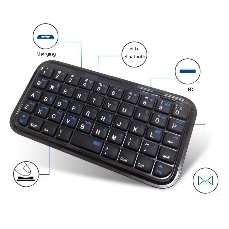Black Wireless Bluetooth Mini Keyboard 3 Black Wireless Bluetooth Mini Keyboard - Image 3