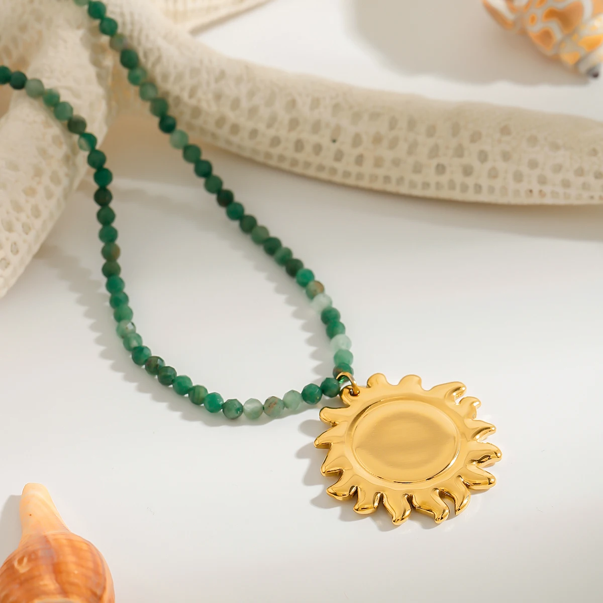 Gold Stainless Steel Sunflower Necklace 4 Gold Stainless Steel Sunflower Necklace - Image 4