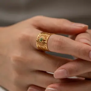 Elegant Stainless Steel Gold-Finish Fashion Ring Collection 13 S58d5323c98f3476abe153a64e0a26637F