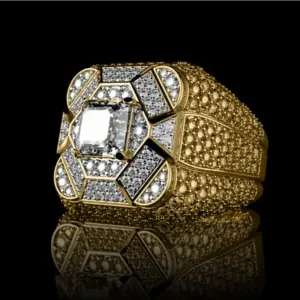 Gold Geometric Cocktail Ring with Cubic Zirconia 7 S59290678818c46b0be16955206a326b5Z