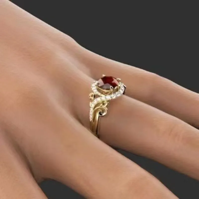Women's Red and White Stone Fashion Ring 2 Women's Red and White Stone Fashion Ring - Image 2