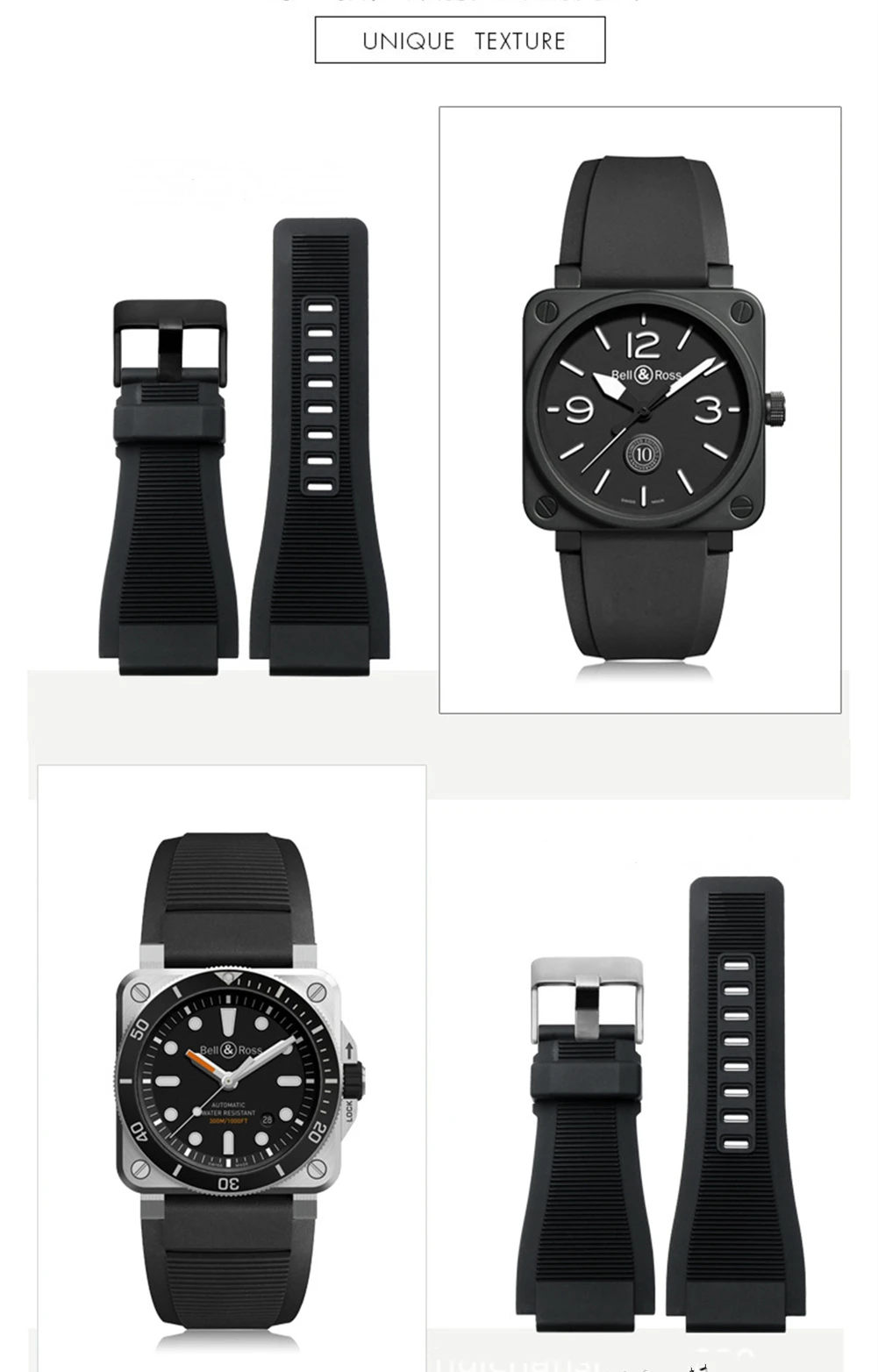 Silicone Watch Strap for BELL&ROSS BR01 BR03 3 Silicone Watch Strap for BELL&ROSS BR01 BR03 - Image 3