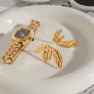 Stainless Steel Gold Leaf Earrings JDE0312006 10 S59bded1e07ca46febe8dc6ec0831cde0R