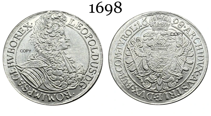 Austrian Empire 1698 Thaler Replica Coin 8 Austrian Empire 1698 Thaler Replica Coin - Image 8