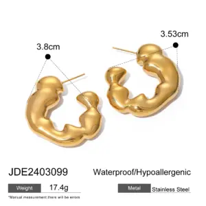 Stainless Steel Ripple Earrings for Women 10 S59eaf90d5a1d4d0aa3d663d409ed3c25M
