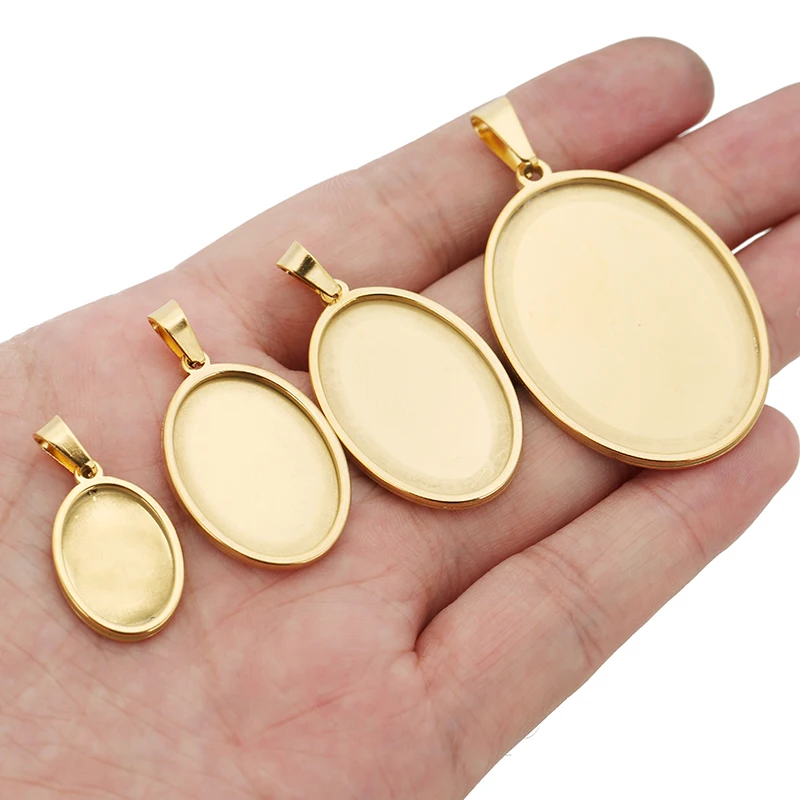 Stainless Steel Oval Pendant Bases Set 3 Stainless Steel Oval Pendant Bases Set - Image 3