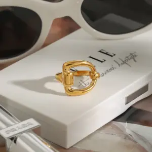 Stainless Steel Gold Women’s Adjustable Ring 12 S5a6483a505c74ac6a63e7127a5469f01S