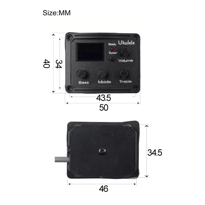 3-Band Ukulele Preamp Pickup Set with LCD 4 3-Band Ukulele Preamp Pickup Set with LCD - Image 4