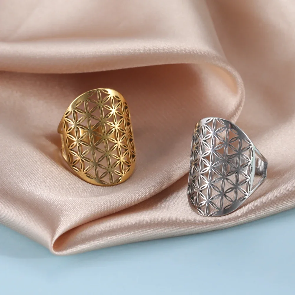 Sacred Geometry Flower of Life Ring in Gold 2 Sacred Geometry Flower of Life Ring in Gold - Image 2