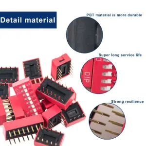 Bright Red 12-Pin Slide DIP Switch for Circuits 8 S5b81196316f442b580b023b6e00e54a73