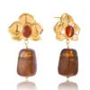 Vintage Resin Floral Earrings with Agate and Beads