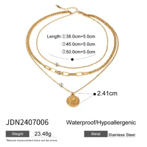 Gold-Toned Stainless Steel Layered Necklace 13 S5be72dc7188249a9b18096a4442f84dbU