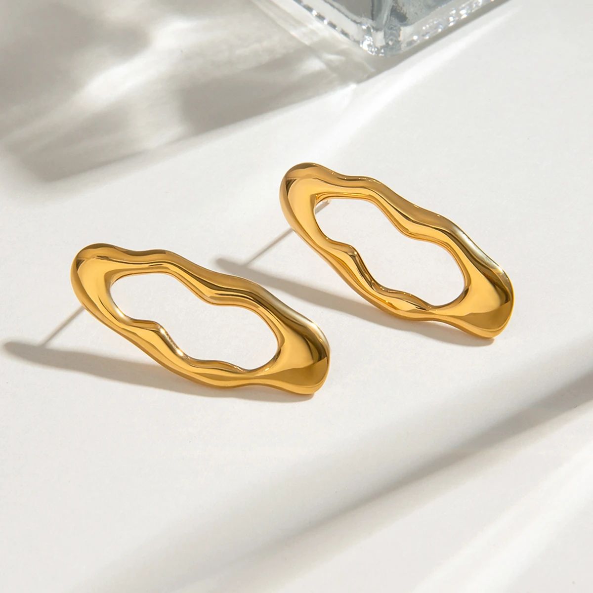 Minimalist Irregular Gold Steel Earrings 6 Minimalist Irregular Gold Steel Earrings - Image 6