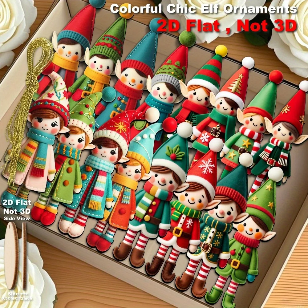 Set of 16 Recycled Wood Elf Figurines 2 Set of 16 Recycled Wood Elf Figurines - Image 2