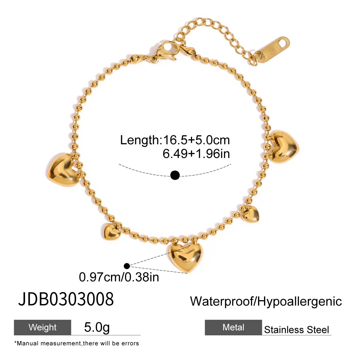 Stainless Steel Gold Bracelet JDB0304003 7 Stainless Steel Gold Bracelet JDB0304003 - Image 7