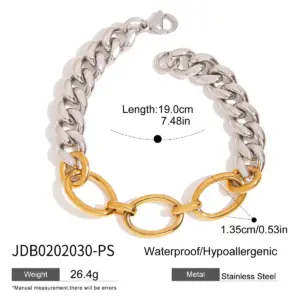 Stainless Steel Two-Tone Chain Bracelet for Women 13 S5c96d3108d694fe8b91a9c7a51bc386cq