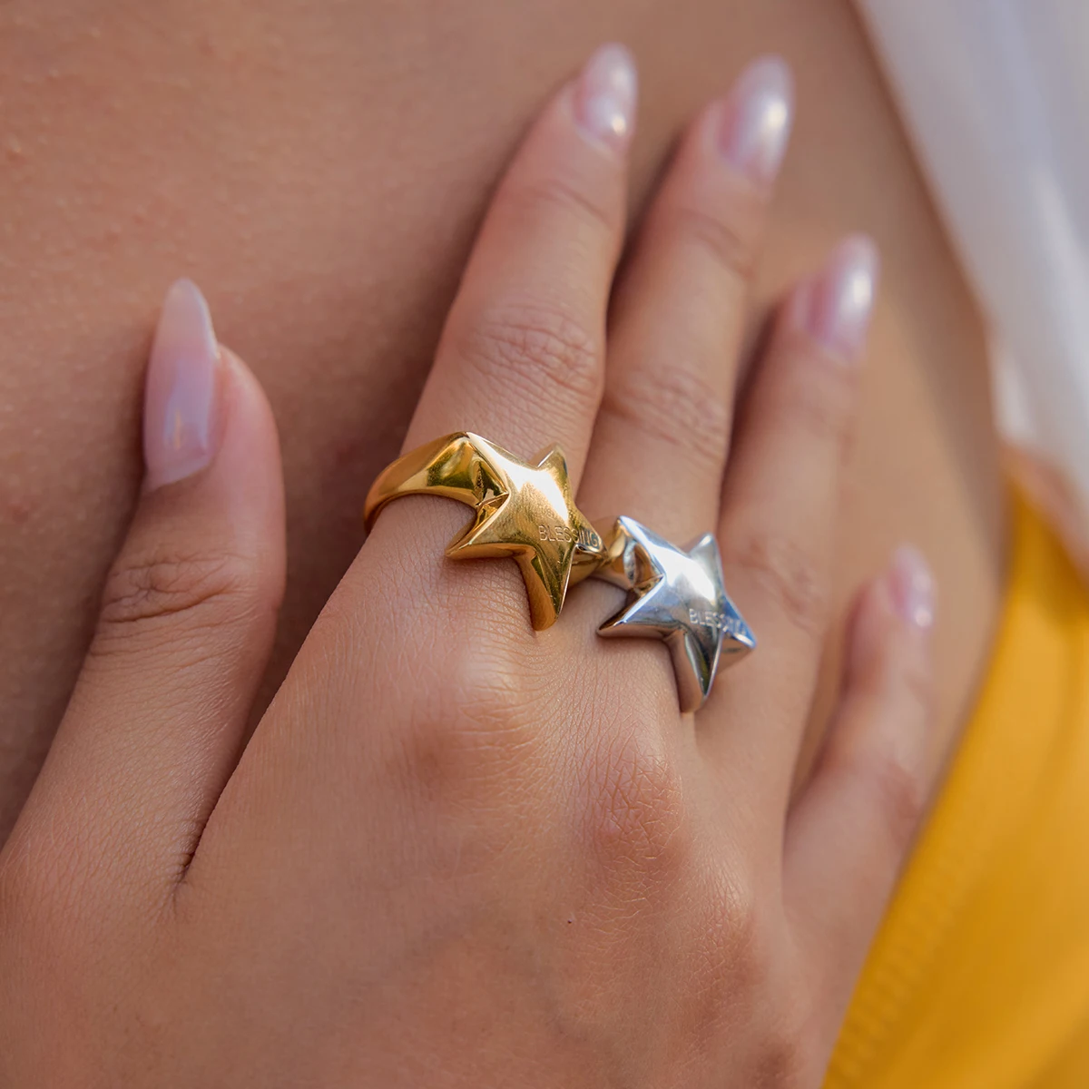 Stainless Steel Women's Star Ring in Gold & Silver 2 Stainless Steel Women's Star Ring in Gold & Silver - Image 2
