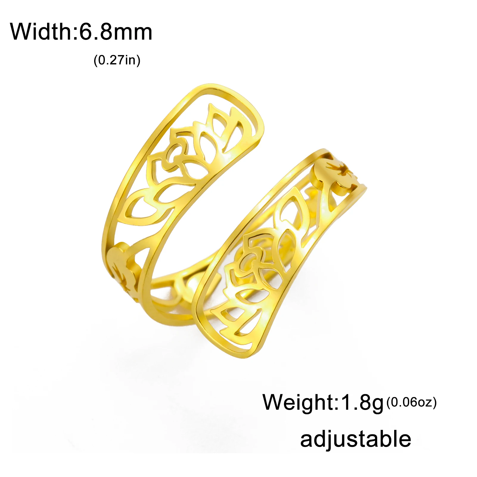Elegant Lotus Flower Adjustable Women's Ring 8 Elegant Lotus Flower Adjustable Women's Ring - Image 8
