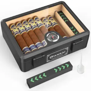 Black Glass-Top Cigar Humidor for 25 Cigars 13 S5d0d14fd6efc48b2b502510e02fc7f56R