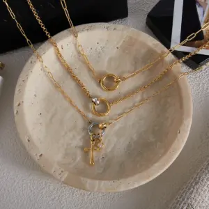 Stainless Steel Gold-Tone Necklace for Women 12 S5d13ac099e594a51b933ab88d3a25679Q