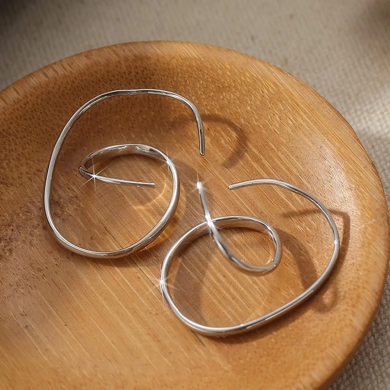 Silver Geometric Spiral Drop Earrings for Women 4 Silver Geometric Spiral Drop Earrings for Women - Image 4